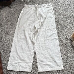 J. Crew White Wide-Leg Pants